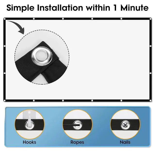 Alt view image 6 of 7 - 120" 16:9 Portable Foldable Projector Screen Outdoor Home HD Movie with 12 Hooks