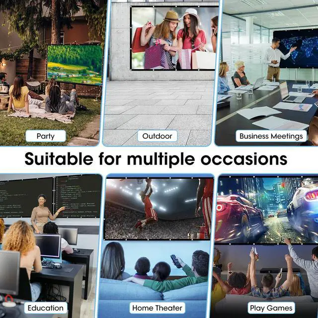 Alt view image 6 of 7 - 120 inch Portable Foldable Projector Screen 16:9 HD Outdoor Home Cinema Theater