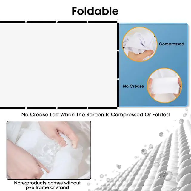 Alt view image 4 of 7 - 120 inch Portable Foldable Projector Screen 16:9 HD Outdoor Home Cinema Theater