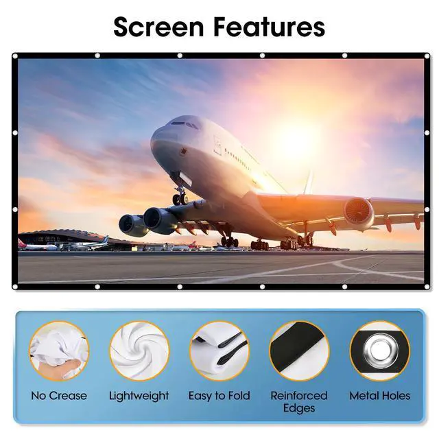 Alt view image 2 of 7 - 120 inch Portable Foldable Projector Screen 16:9 HD Outdoor Home Cinema Theater