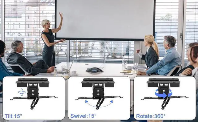 Alt view image 7 of 7 - 3in1 Universal 360° Swivel Tilt Projector Mount Ceiling Wall Holder Bracket 44lb