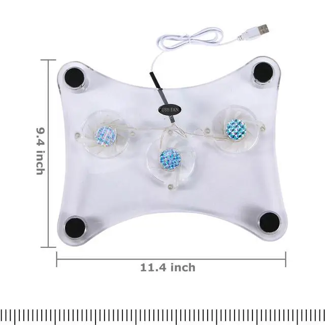 Alt view image 6 of 7 - 3 Fans USB Cooler Cooling Pad Stand LED Light Radiator for Laptop PC Notebook