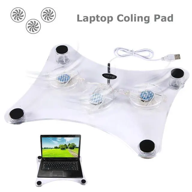 Alt view image 4 of 7 - 3 Fans USB Cooler Cooling Pad Stand LED Light Radiator for Laptop PC Notebook