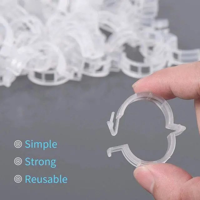 Alt view image 3 of 7 - 250 PCS Tomato Clips 23 mm Trellis Support Vegetable Garden Plant Binder
