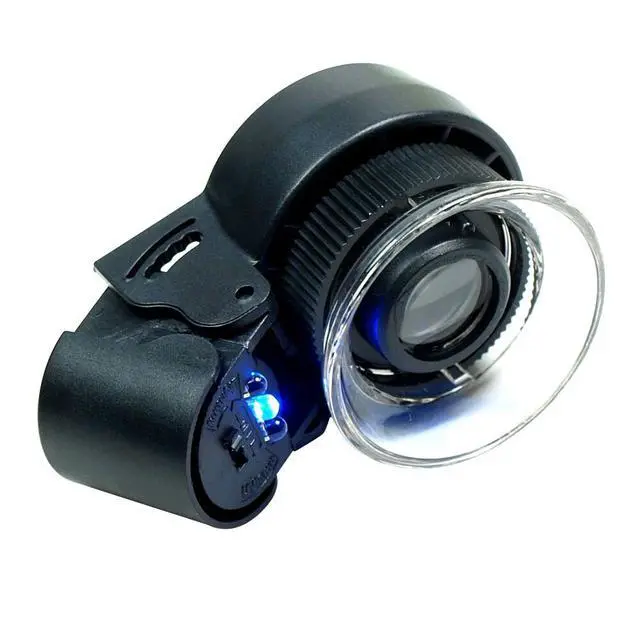 Alt view image 5 of 7 - High Quality 10X Optical glass Lighted Magnifier 45X Jewelers Loupe with LED UV
