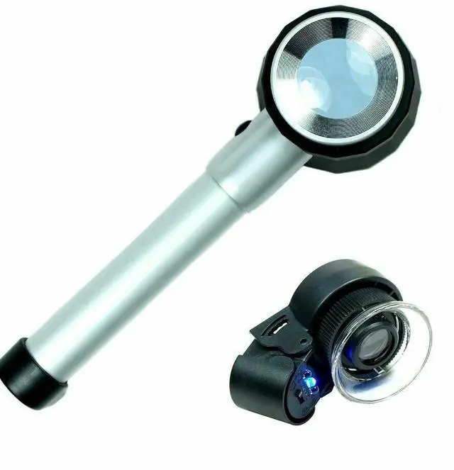Main image of High Quality 10X Optical glass Lighted Magnifier 45X Jewelers Loupe with LED UV