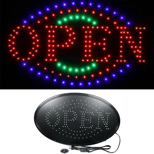 Main image of Large 23" x 14" Bright LED Neon OPEN Business SIGN with Motion Animation - Oval