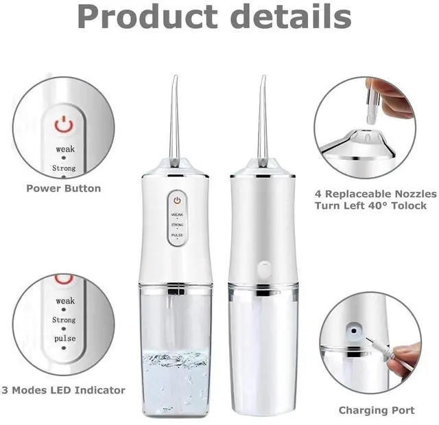 Alt view image 4 of 7 - Cordless Water Flosser Dental Oral Irrigator Travel Teeth Cleaner Floss Pick
