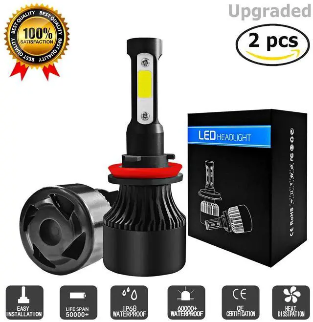 Main image of 4-Side H11 LED Headlight Bulbs H8 H9 Kits 2800W 280000LM Power 6000K White BLACK