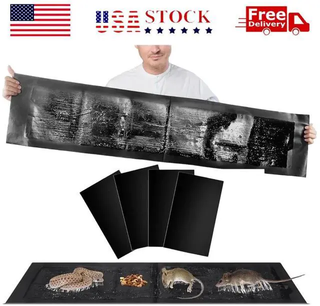 Main image of 4 Pack Mouse Glue Traps 48" x 11" Anti Slip Rat Snake Rodent Sticky Pads Pet