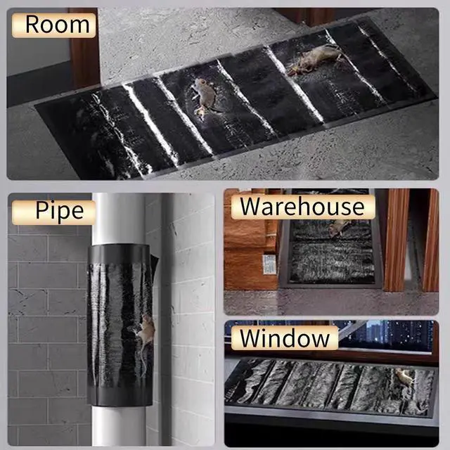 Alt view image 4 of 7 - 4 Pack Mouse Glue Traps 48" x 11" Anti Slip Rat Snake Rodent Sticky Pads Pet
