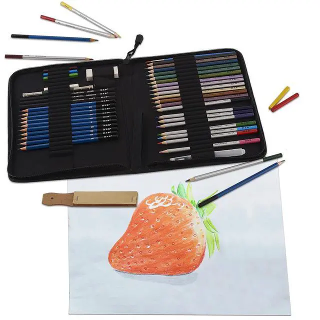 Alt view image 6 of 7 - 51pcs Professional Drawing Artist Kit Set Pencils and Sketch Charcoal Art & Bag