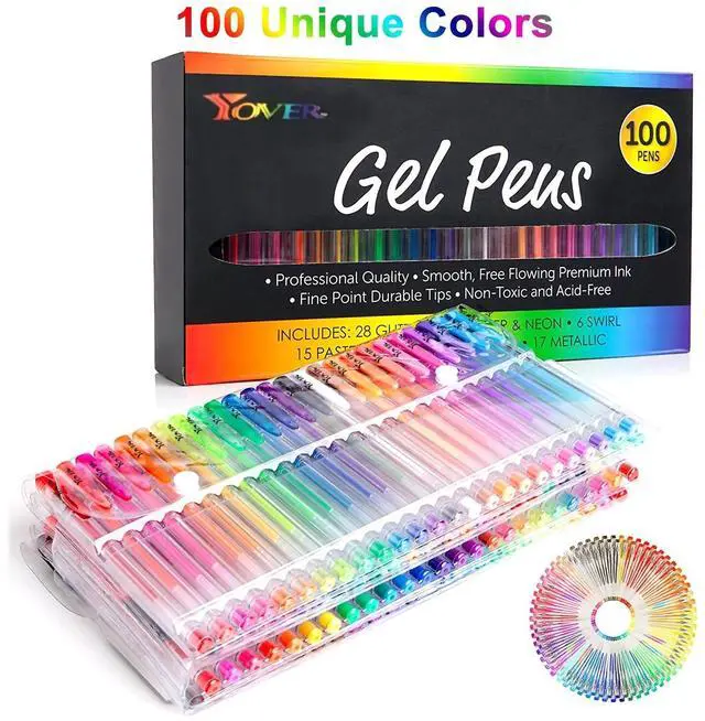 Main image of 100 PCS Gel Pens Metallic Neon Glitter Pastel High Quality with Fine Points