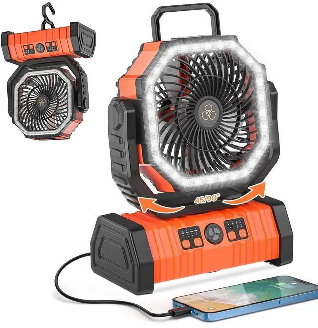 Main image of 4-Speed Portable Camping Fan with Tent LED Light 72hrs Working time 360 Rotation
