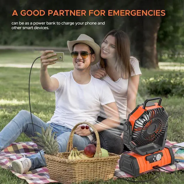 Alt view image 6 of 6 - 4-Speed Portable Camping Fan with Tent LED Light 72hrs Working time 360 Rotation