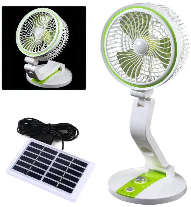 Main image of 18" Portable Solar Power Fan with LED Light - Rechargeable & Adjustable