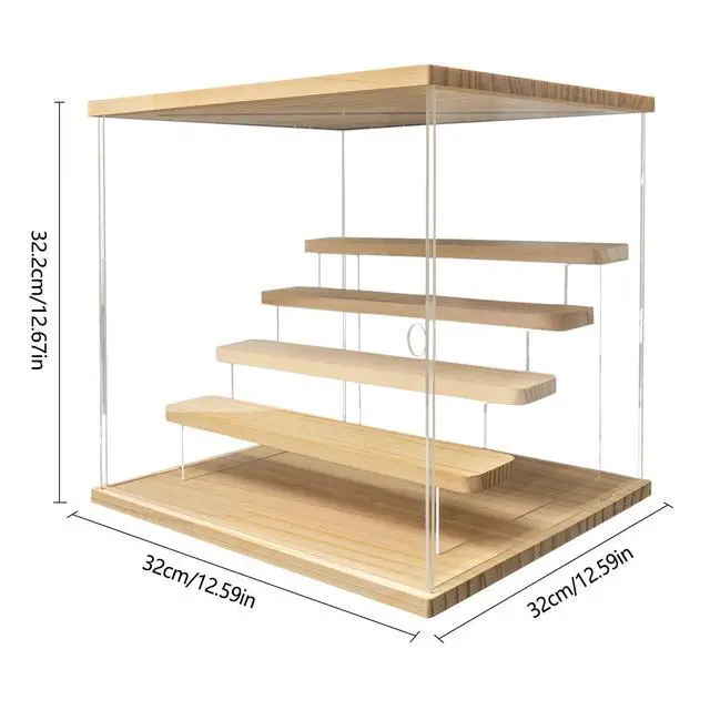 Alt view image 4 of 7 - 5-Tier Clear Acrylic Display Case Display Box 12.6*12.6*12.68in w/ LED Light