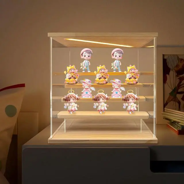 Alt view image 2 of 7 - 5-Tier Clear Acrylic Display Case Display Box 12.6*12.6*12.68in w/ LED Light
