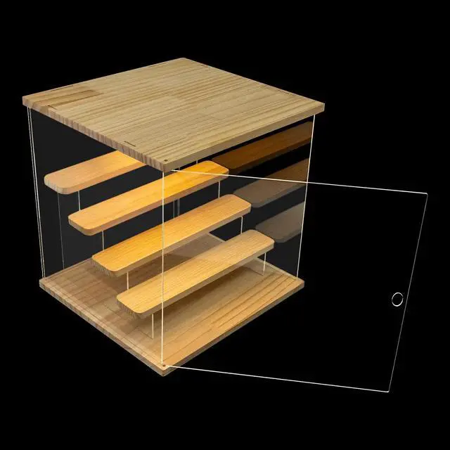 Alt view image 5 of 7 - 5-Tier Clear Acrylic Display Case Display Box 12.6*12.6*12.68in w/ LED Light