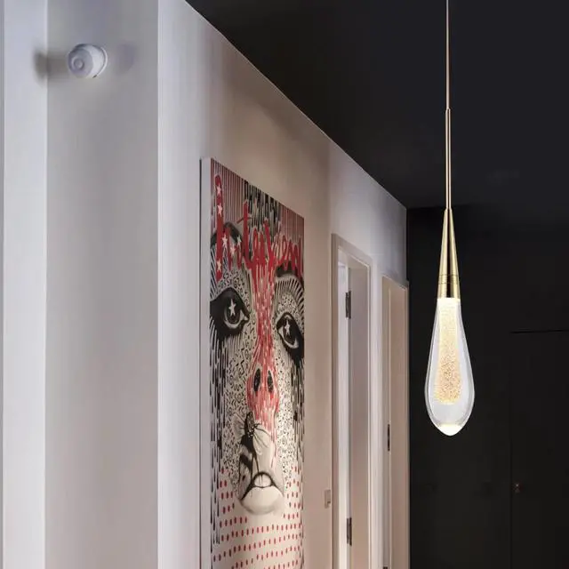 Main image of Modern Chandelier Crystal Glass LED Ceiling Light Fixture Rain Drop Pendant Lamp