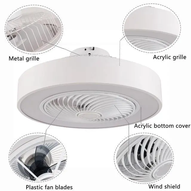 Alt view image 4 of 7 - 22'' Modern LED Ceiling Fan Light Flush Mount Dimmable Chandelier Lamp w/ Remote