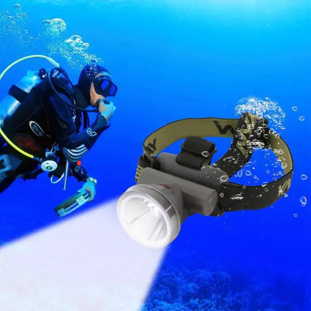 Alt view image 7 of 7 - Underwater Headlight Rechargeable LED Diving Headlamp Head-mounted Diving Light
