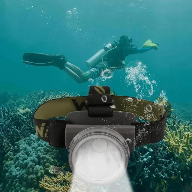 Alt view image 5 of 7 - Underwater Headlight Rechargeable LED Diving Headlamp Head-mounted Diving Light