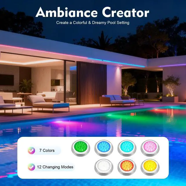 Alt view image 5 of 7 - 54W RGB LED Swimming Pool Light Underwater SPA Waterproof Lamp W/ Remote Control