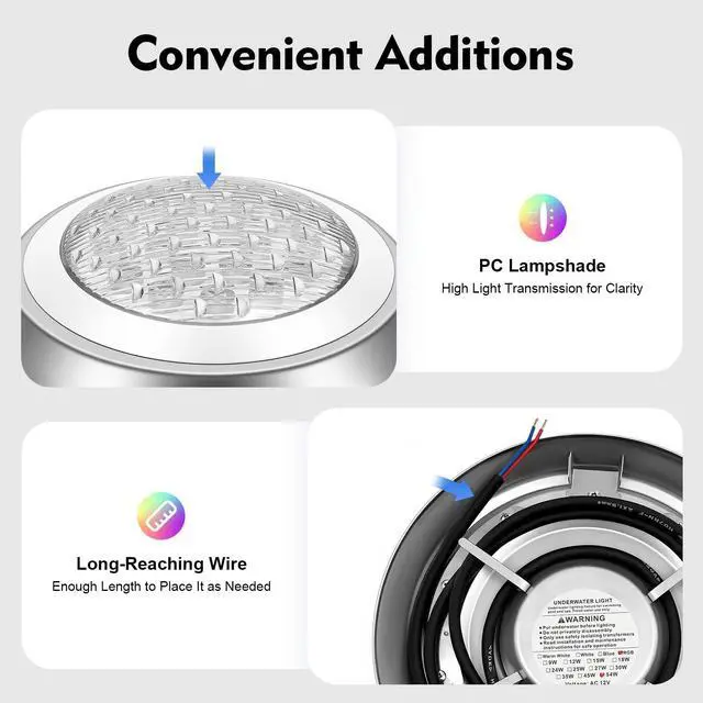Alt view image 6 of 7 - 54W RGB LED Swimming Pool Light Underwater SPA Waterproof Lamp W/ Remote Control