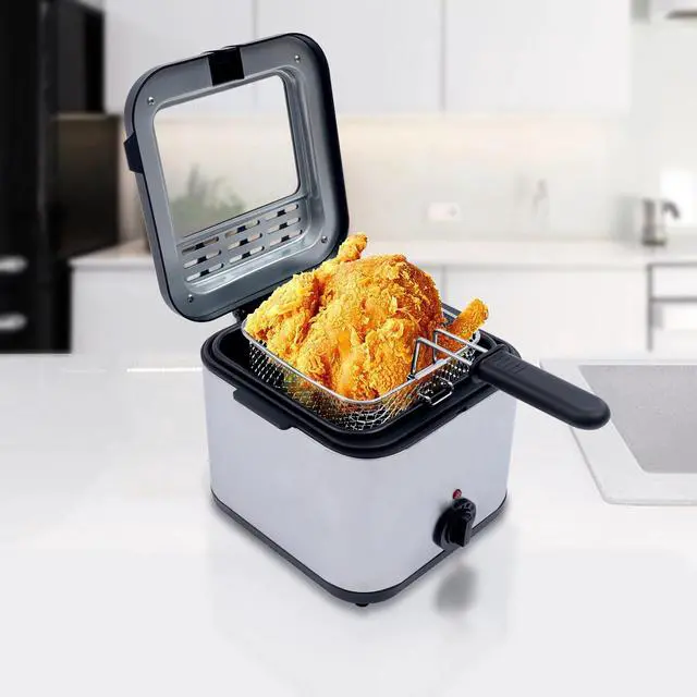 Alt view image 2 of 7 - Electric Deep Fryer With Basket Small Fryer Stainless Steel Fish Fryer 1KW 2.5L