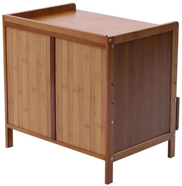 Alt view image 7 of 7 - Bamboo Small Nightstand Bedside End Table with Drawer for Bedroom Living Room