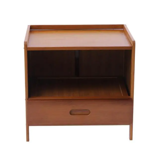 Alt view image 3 of 7 - Bamboo Small Nightstand Bedside End Table with Drawer for Bedroom Living Room