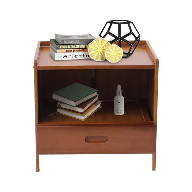Alt view image 5 of 7 - Bamboo Small Nightstand Bedside End Table with Drawer for Bedroom Living Room