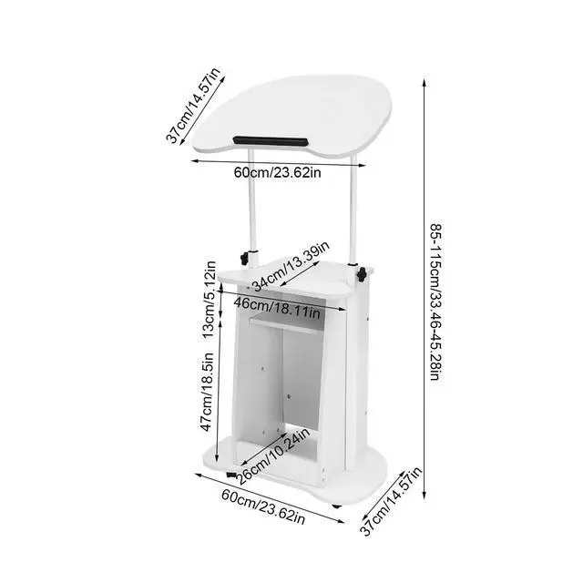 Alt view image 5 of 7 - Rolling Lectern Podium Presentation Stand Church Pulpit w/ Storage Compartment