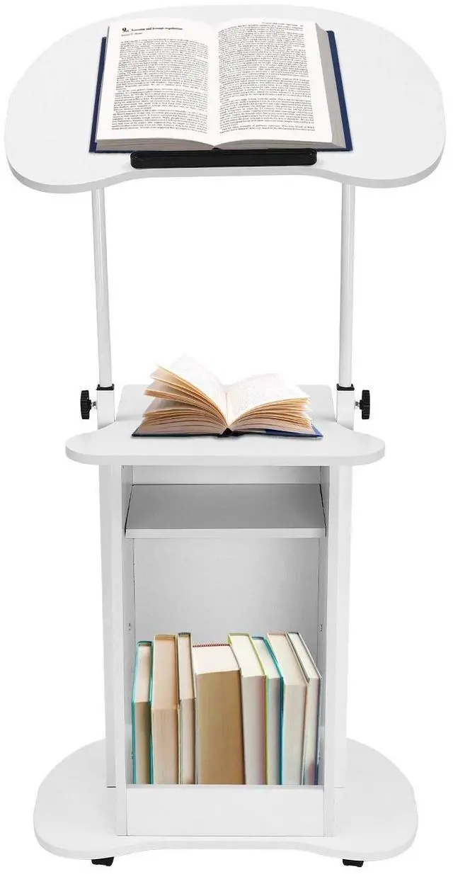 Main image of Rolling Lectern Podium Presentation Stand Church Pulpit w/ Storage Compartment