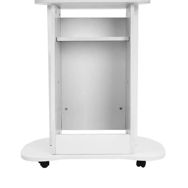 Alt view image 2 of 7 - Rolling Lectern Podium Presentation Stand Church Pulpit w/ Storage Compartment