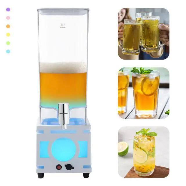 Alt view image 4 of 7 - 3L/0.79gal Beverage Dispenser Clear Water Juice Drink Dispenser with LED Light