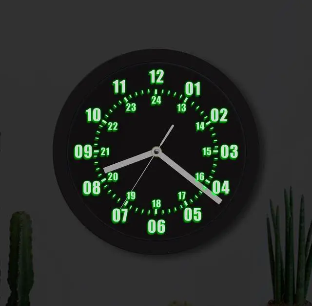 Main image of Military Time 12/24 Hours Display Wall Clock Watch Style with LED Backlight