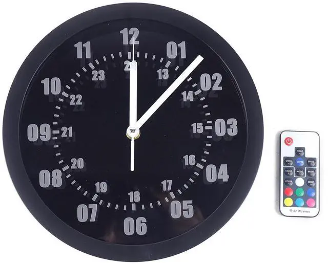Alt view image 5 of 7 - Military Time 12/24 Hours Display Wall Clock Watch Style with LED Backlight