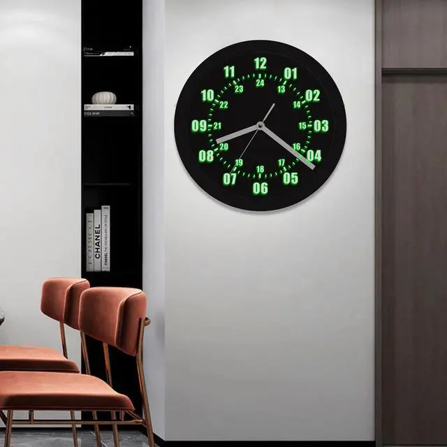 Alt view image 3 of 7 - Military Time 12/24 Hours Display Wall Clock Watch Style with LED Backlight