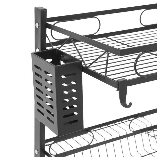 Alt view image 2 of 7 - 2-tiers Adjustable Large 24.4'' Dish Drying Rack Large Drainage Over-the-sink