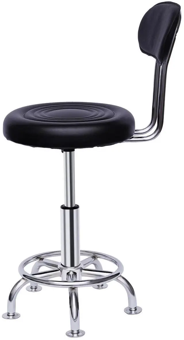 Alt view image 5 of 7 - Black Garage WorkShop Stool Bench Mechanics Swivel Chair Height-Adjustable Seat