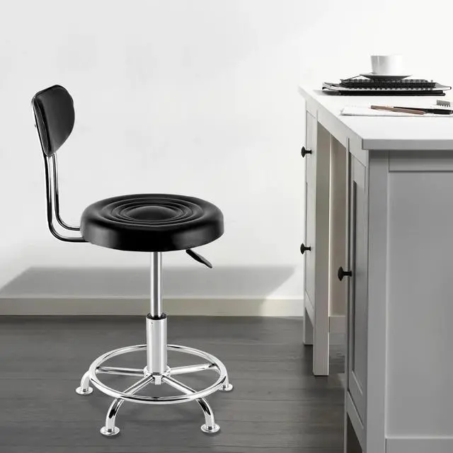 Alt view image 2 of 7 - Black Garage WorkShop Stool Bench Mechanics Swivel Chair Height-Adjustable Seat