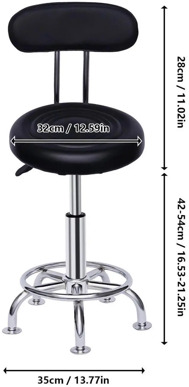 Alt view image 4 of 7 - Black Garage WorkShop Stool Bench Mechanics Swivel Chair Height-Adjustable Seat