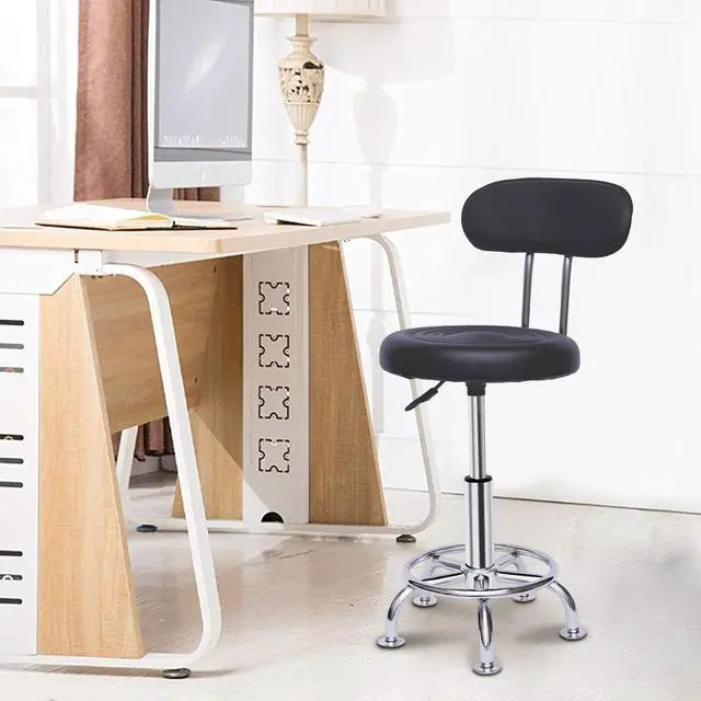 Alt view image 6 of 7 - Black Garage WorkShop Stool Bench Mechanics Swivel Chair Height-Adjustable Seat