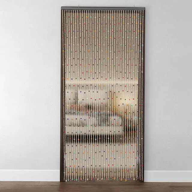 Alt view image 2 of 7 - Natural Bamboo Beaded Curtain Colorful Boho Bamboo Beaded Window Doors Divider