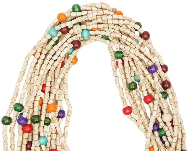 Alt view image 3 of 7 - Natural Bamboo Beaded Curtain Colorful Boho Bamboo Beaded Window Doors Divider