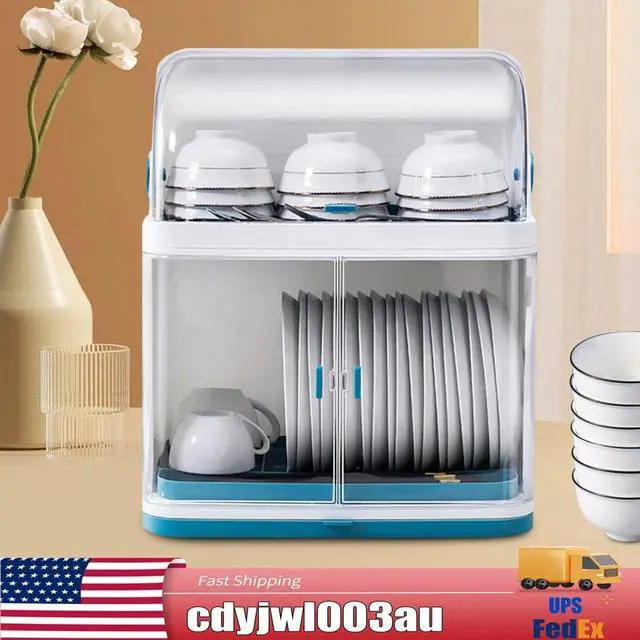 Main image of 2-layer Kitchen Dish Rack Drainer Bowl Cup Plate Dish Drying Rack With Cover