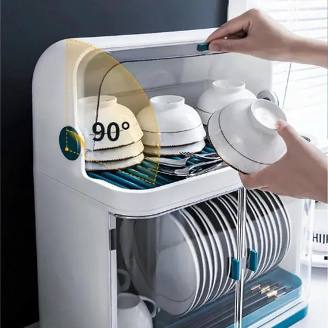 Alt view image 5 of 7 - 2-layer Kitchen Dish Rack Drainer Bowl Cup Plate Dish Drying Rack With Cover