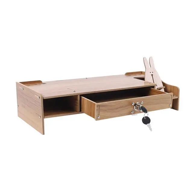 Alt view image 5 of 7 - Wood Monitor Riser with Drawer Computer/Laptop/PC Stand for Desk Organizer